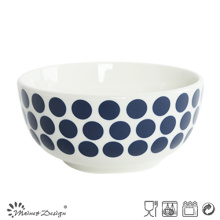 Porcelana cerâmica da bacia de 14cm com o decalque azul dos pontos